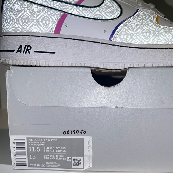 Nike Air Force 1 ‘07 Low Day of the Dead Size 11.5. CT1138-100 2019 - Picture 5 of 12